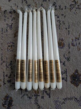 Set of 8 Victory Candles White 12" Taper Candles Made in USA UNUSED UNOPEN